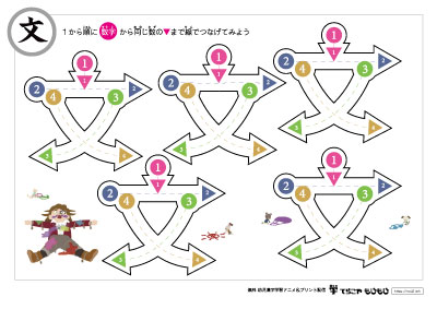 点つなぎで「文」の書き順を覚えよう