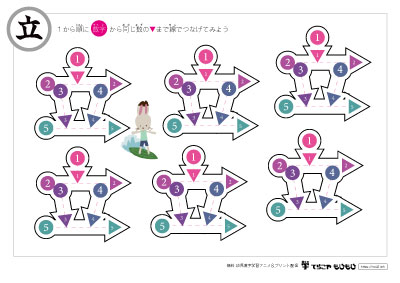 点つなぎで「立」の書き順を覚えよう
